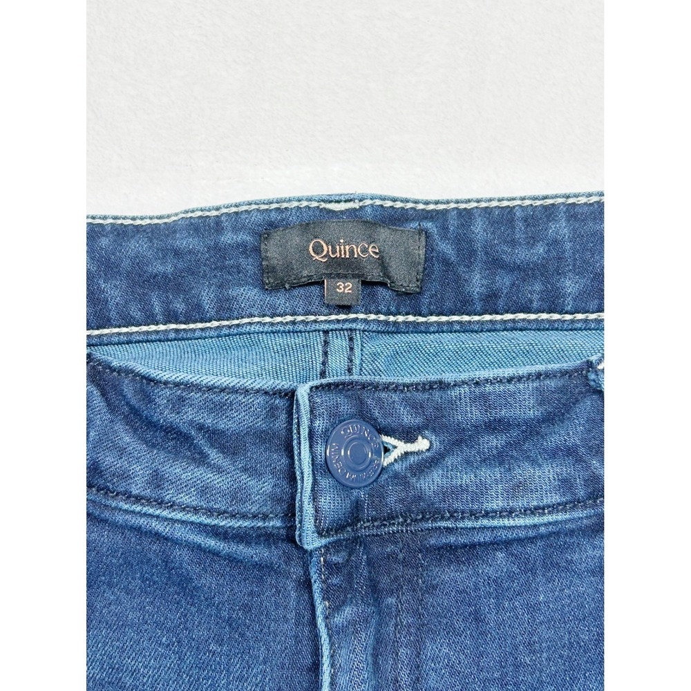 Quince Luna Stretch Flare Jeans Size 32 Dark Wash Wide Leg Quiet Luxury - Picture 8 of 10
